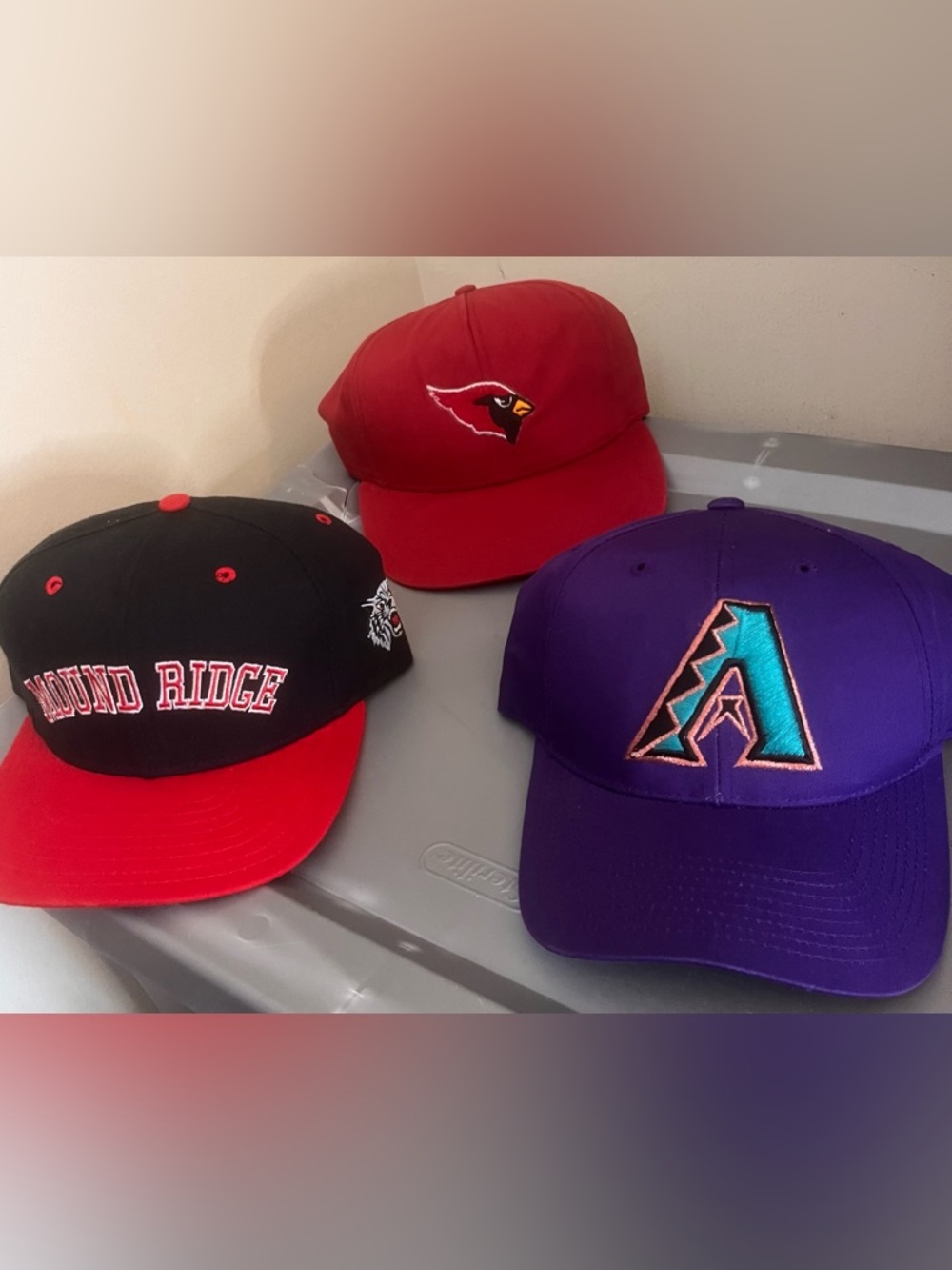 3 vintage arizona snapaback hat bundle diamondbacks cardinals mound ridge ajd